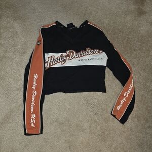 Harley-Davidson Black and Orange Long Sleeve Top